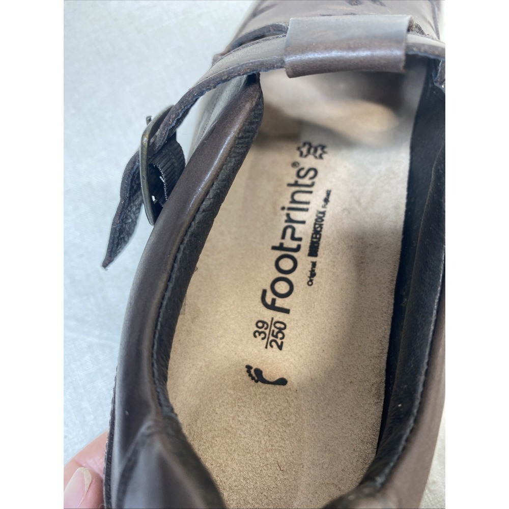 Footprints by Birkenstock T Strap Mary Jane Shoes Brown Leather 39 US 8 Flowers - Picture 9 of 9